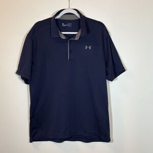 Under Armour Men's Navy Blue Polo Shirt Size XL Loose Fit Heatgear